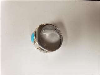 VINTAGE NATIVE AMERICAN STERLING SILVER TURQUOISE RING - MARKED:B STERLING )